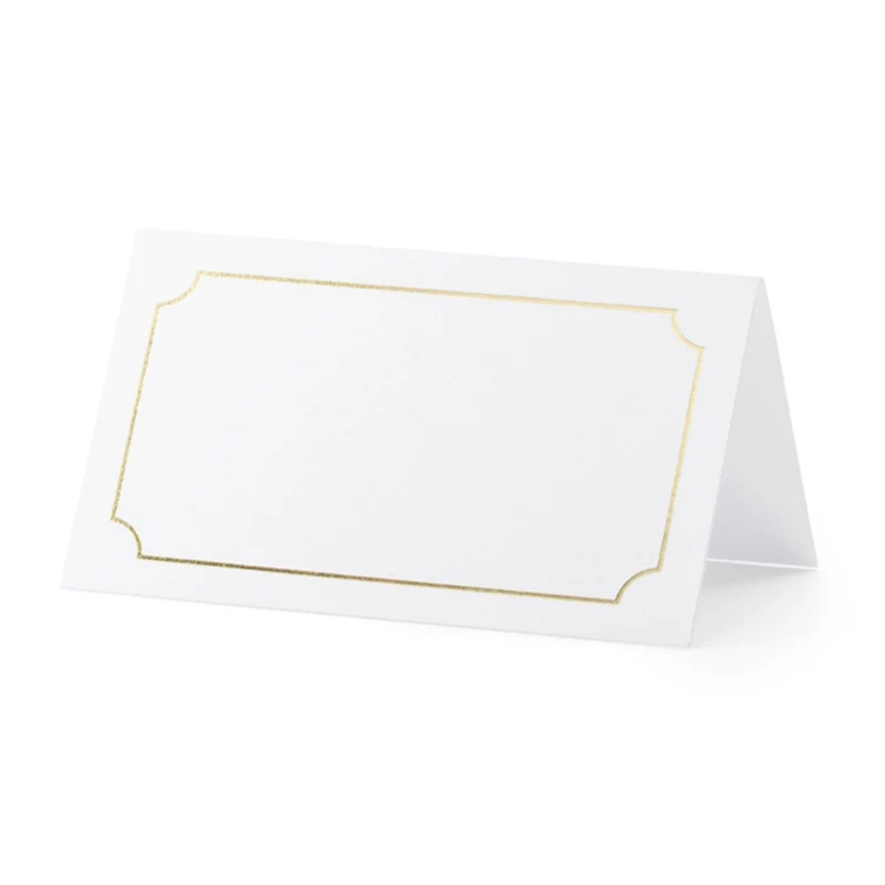 Platzkarten Weiß mit goldenem Rand | 10 Stück