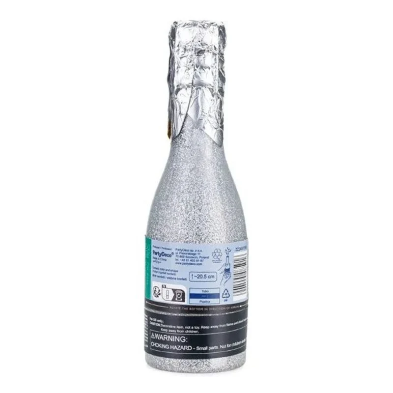 Konfettishooter Champagnerflasche 20,5 cm | Silber