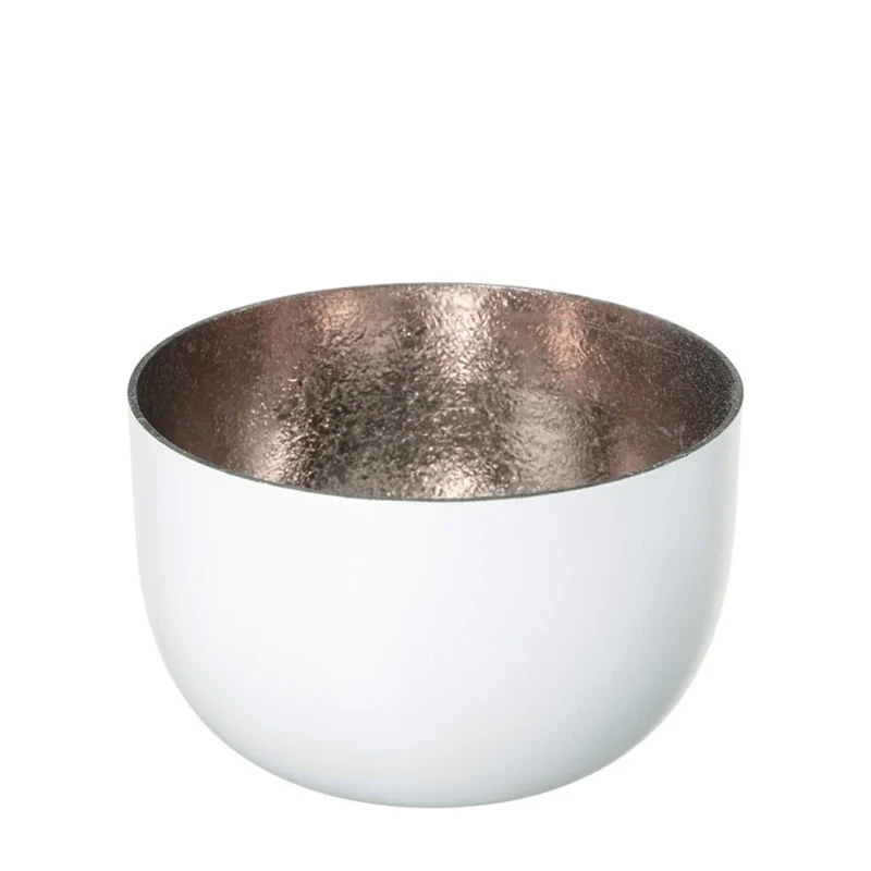 Windlicht Madras weiß-roségoldfarben klein