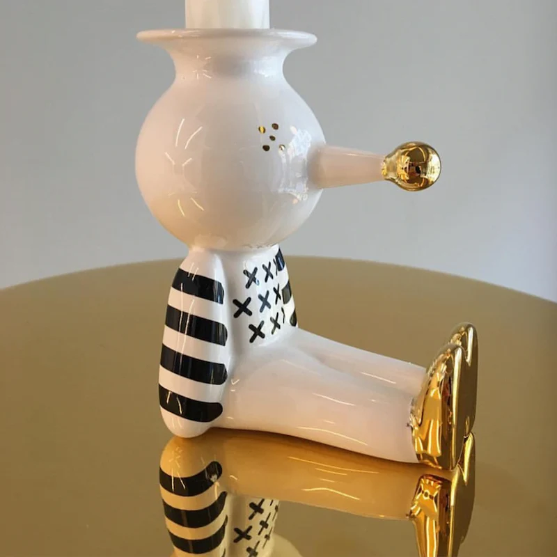 PINOCCHIETTO Kerzenhalter in weiss-schwarz-gold von Bosa