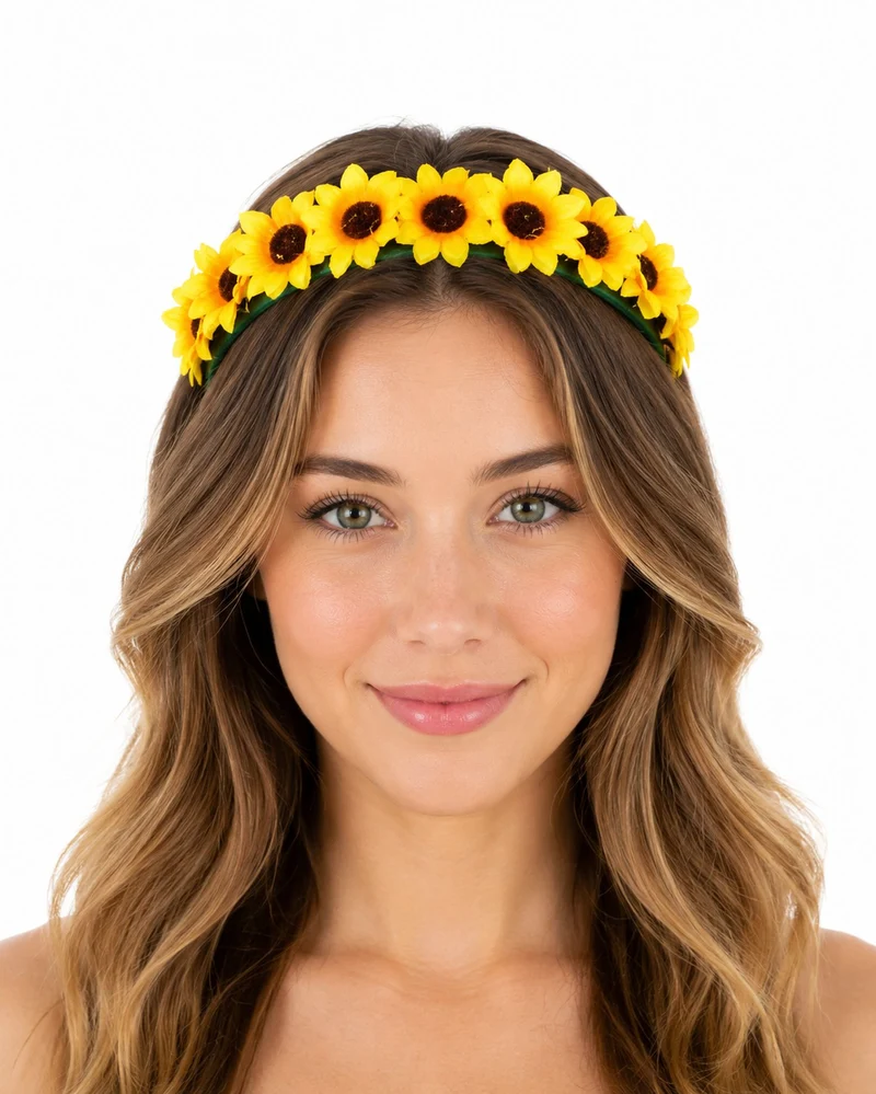 Haarreif mit Sonnenblumen zum Kostüm | Party Zubehör Gärtner Hippie Fasching