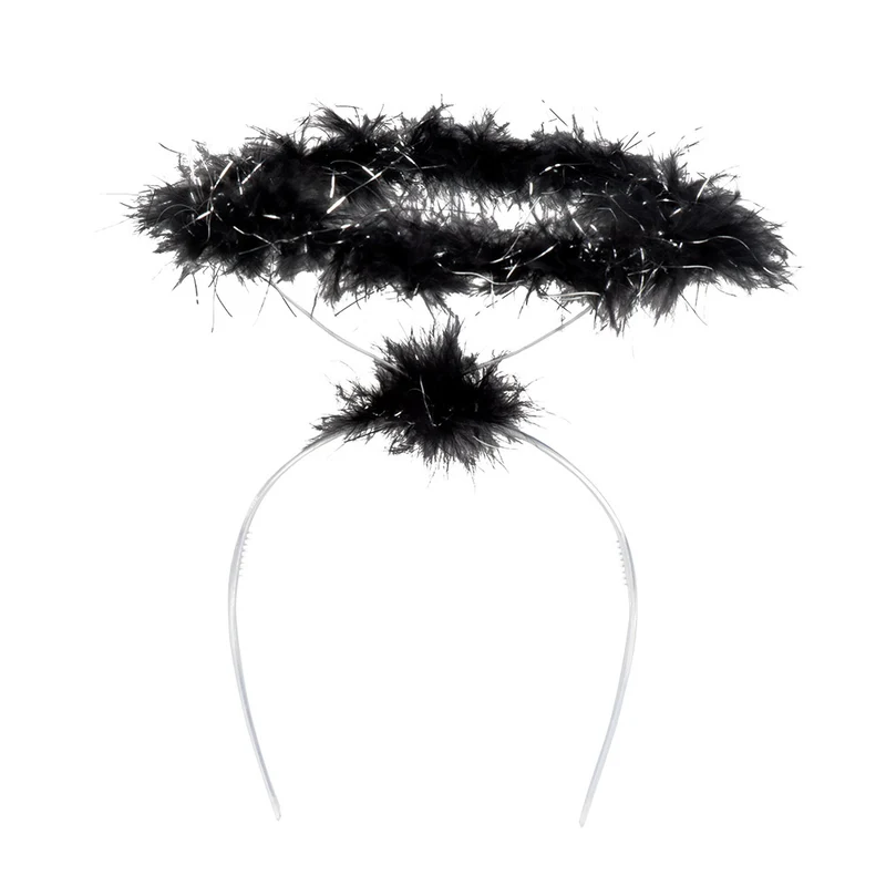 Engel Haarreif mit Glitzer Heiligenschein | Schwarz Silber