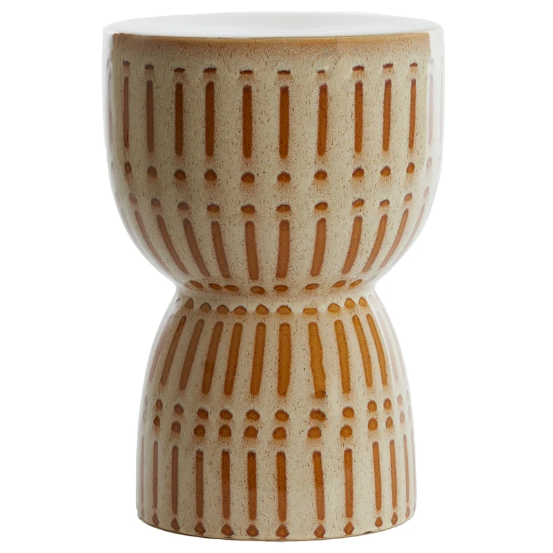 Keramik Hocker FINCA creme+braun ø28,5x42cm