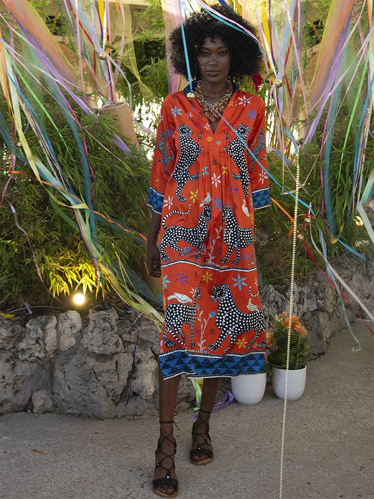 Kaftan MOSAIC Rosso Negativo 100% Baumwolle
