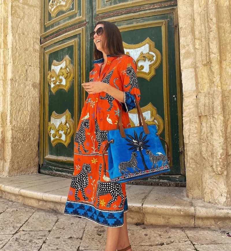 Kaftan MOSAIC Rosso Negativo 100% Baumwolle