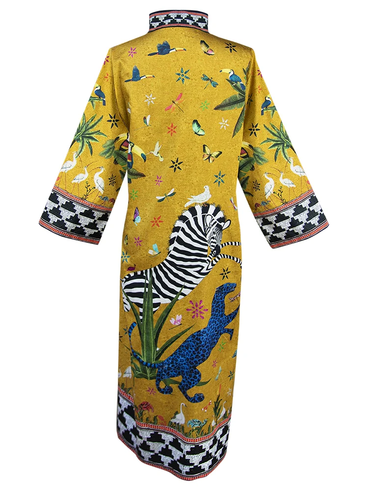 Kaftan JUNGLE Sahara in gelb, 100% Baumwolle