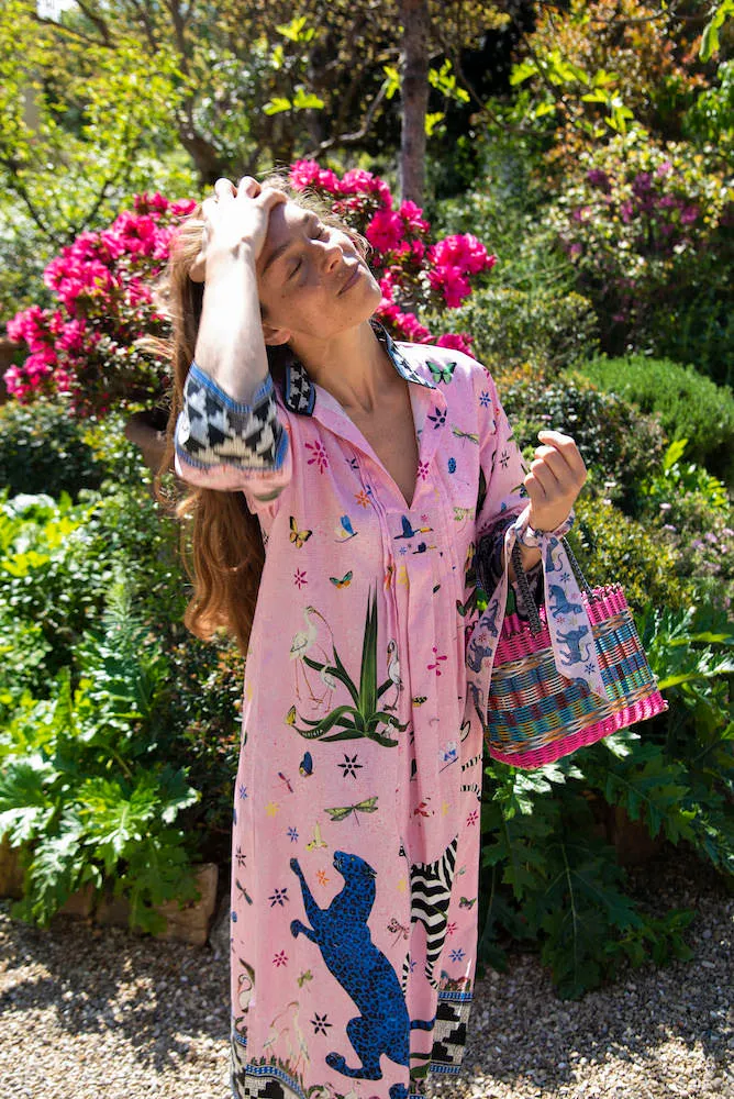 Kaftan JUNGLE Pink 100% Baumwolle