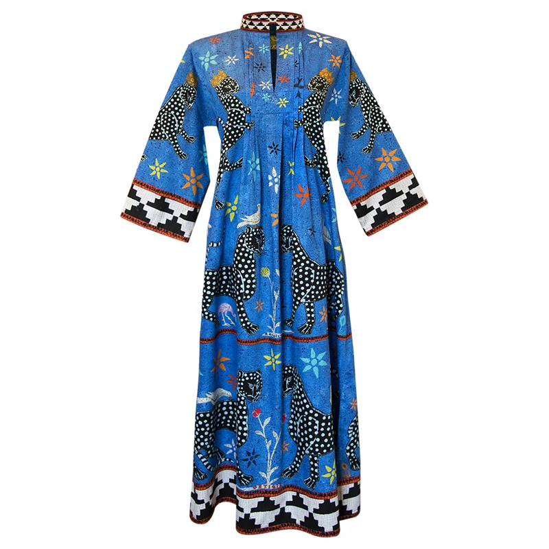 Kaftan MOSAIC Blu Negativo 100% Baumwolle