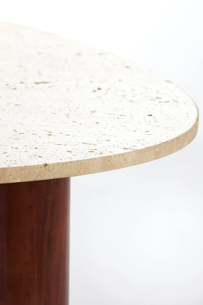 Couchtisch MAHELONA Travertin sand+Holz braun