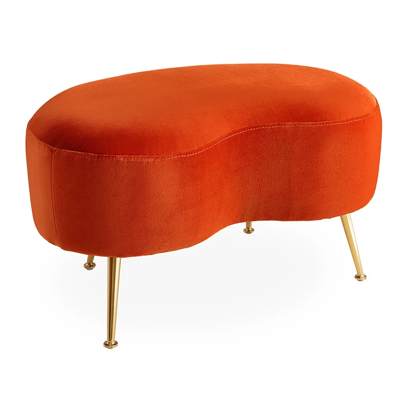 Hocker KIDNEY Ottomane, Samt in orange-rot