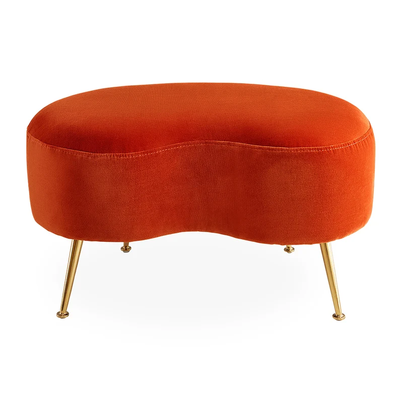 Hocker KIDNEY Ottomane, Samt in orange-rot