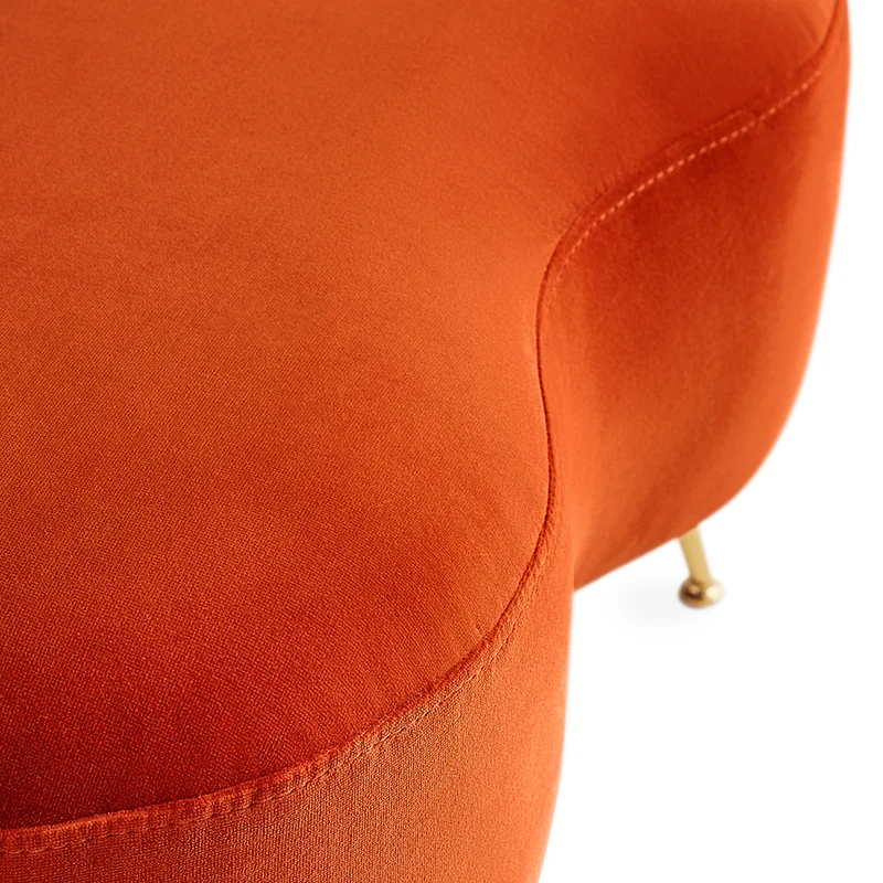 Hocker KIDNEY Ottomane, Samt in orange-rot