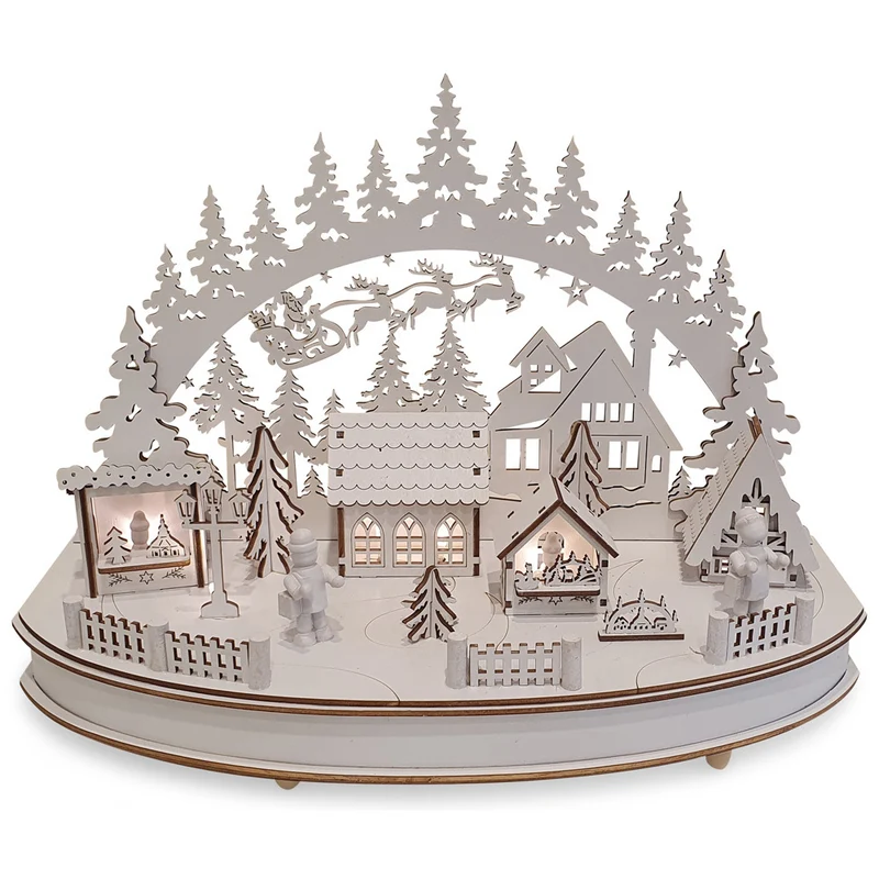 Riffelmacher LED Schwibbogen "Weihnachtsmarkt" mit Timer 36 x 25cm - 76516 | Weiß