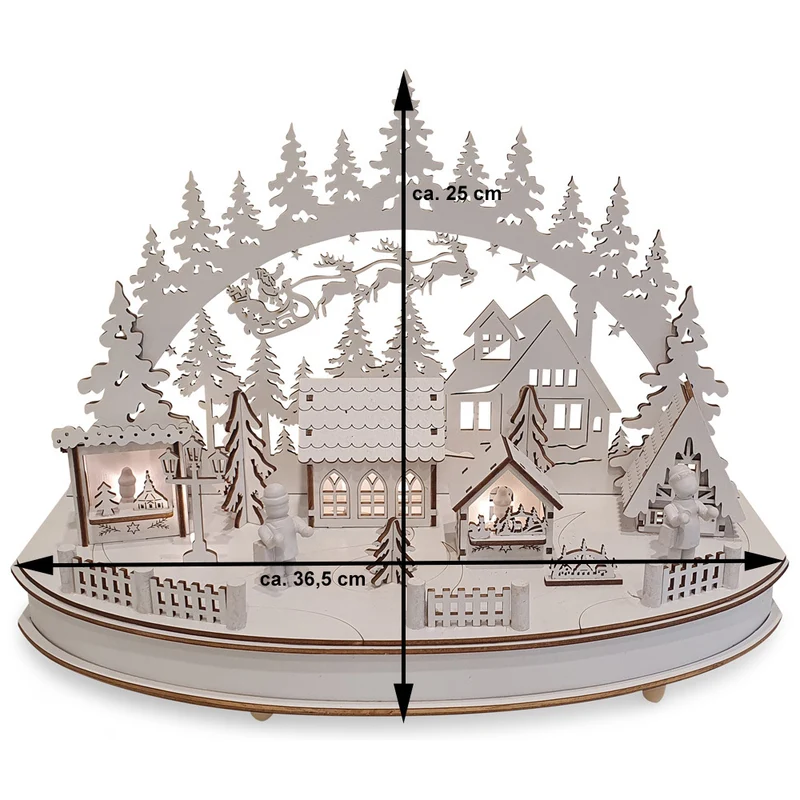 Riffelmacher LED Schwibbogen "Weihnachtsmarkt" mit Timer 36 x 25cm - 76516 | Weiß