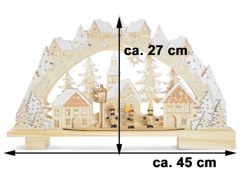 Riffelmacher LED Schwibbogen "Kurrendesänger im Dorf" 45 x 27 cm - 76242 | Natur Weiß