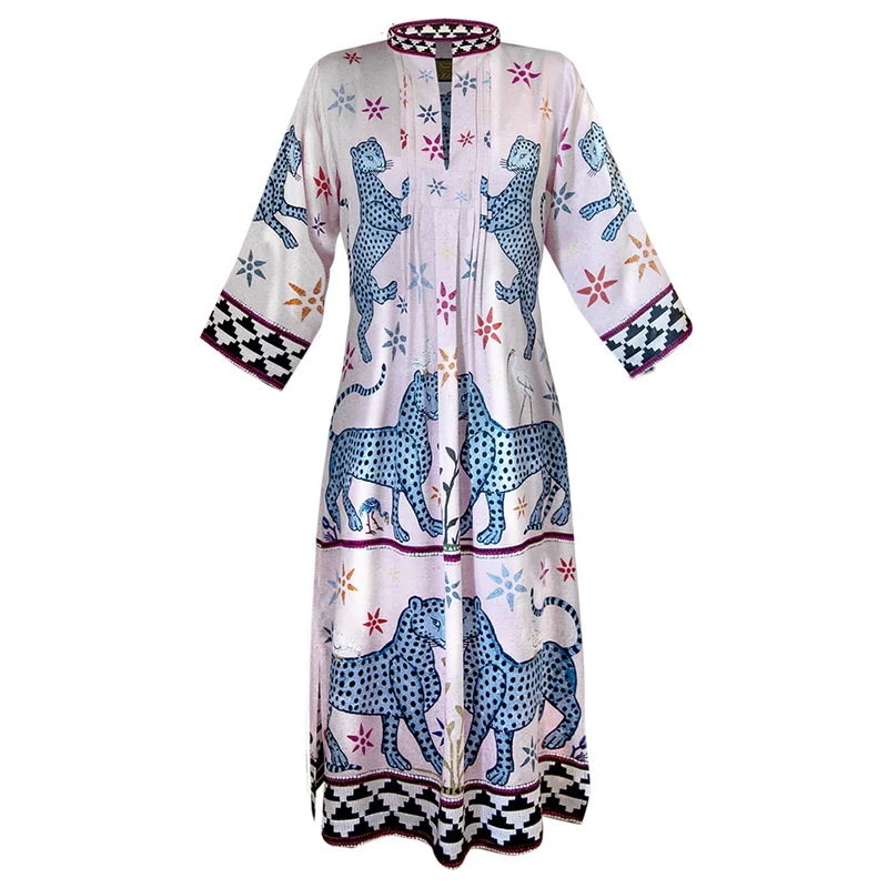 Kaftan MOSAIC PERLA, rosa, 100% Seide