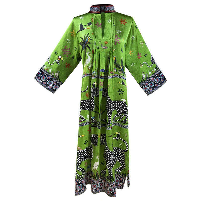 Kaftan VERDE PRIMAVERA, grün, 100% Seide
