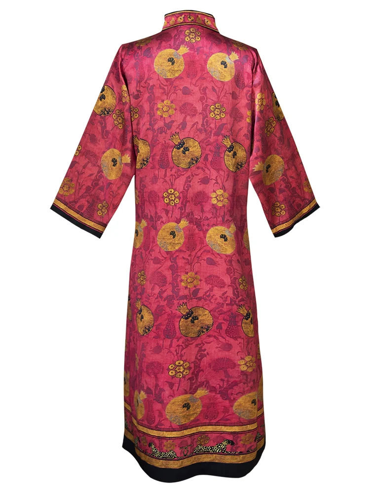 Kaftan MELOGRANO, rot, 100% Seide