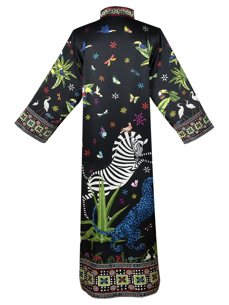 Kaftan JUNGLE, schwarz, 100% Seide