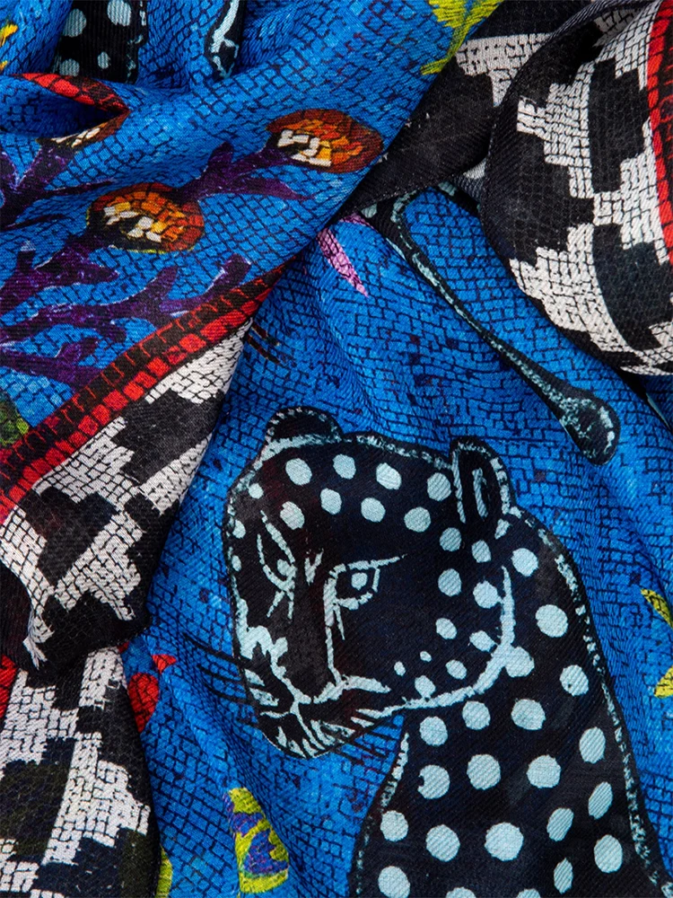 Kaschmirschal OCELOT Blu Negativo 200x70 cm