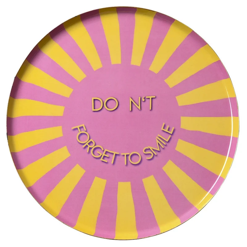 Dekotablett rund, DO NOT FORGET TO SMILE, ø22,9 cm