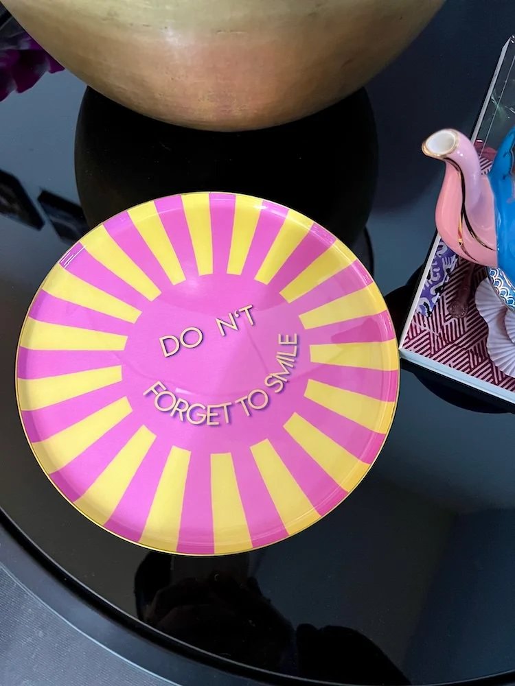 Dekotablett rund, DO NOT FORGET TO SMILE, ø22,9 cm