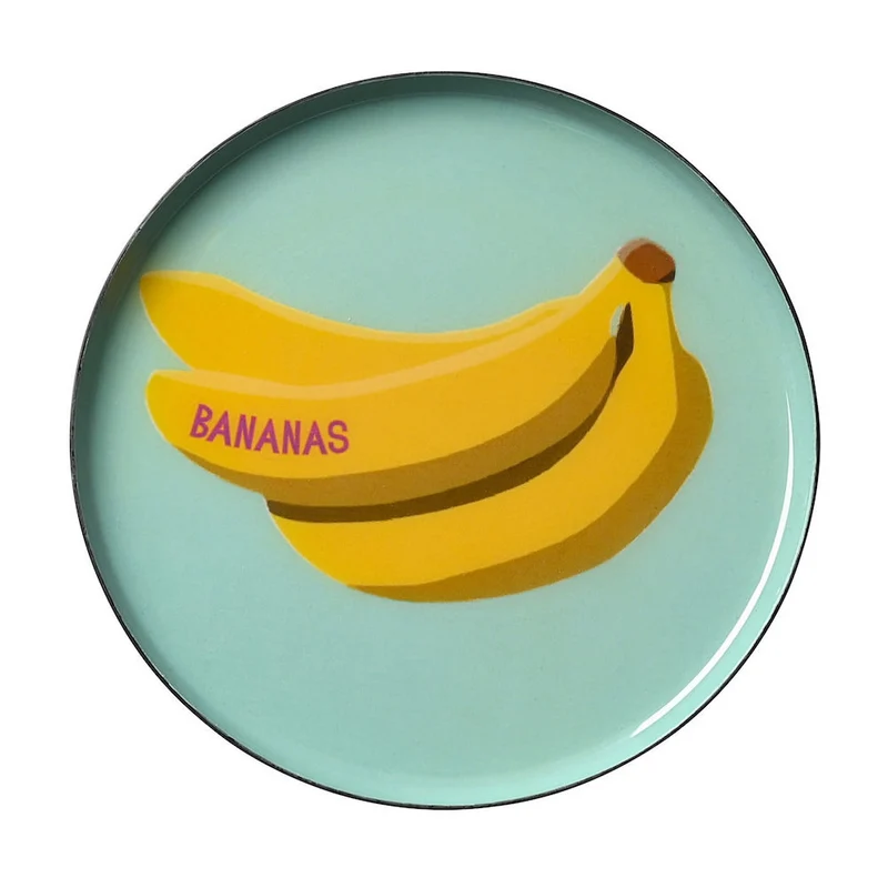 Dekotablett rund, BANANAS, 12,7x0,9x12,7 cm