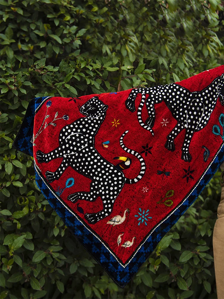 Samtschal OCELOT Red Negativo 200x70 cm