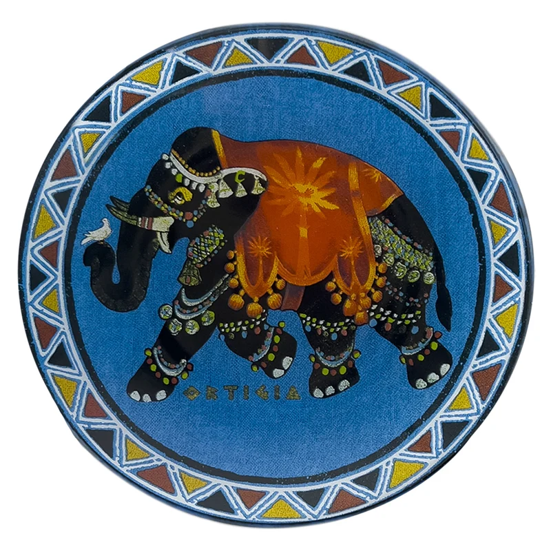 Glasteller SANDALO, Elefant, blau - rund ø 13cm
