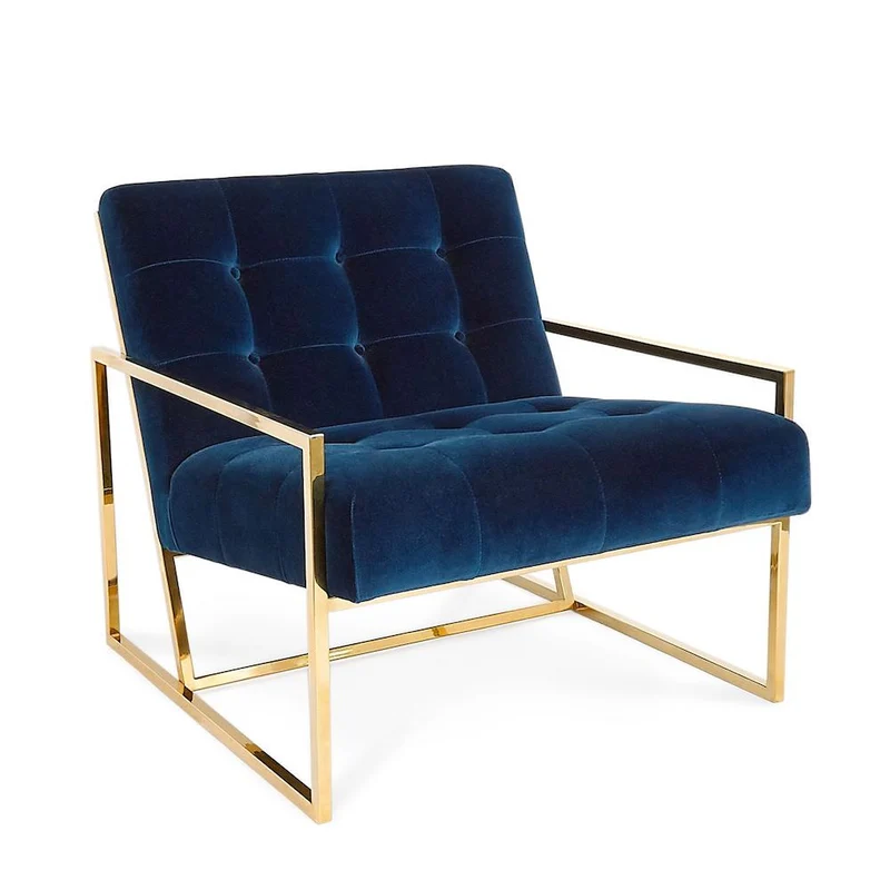Loungesessel GOLDFINGER, Samt, blau