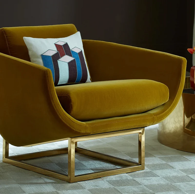 Loungesessel BEAUMONT, Samt, ocker
