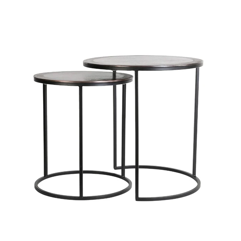 Beistelltisch-Set TALCA in antik Kupfer+schwarz, Ø50x52 cm