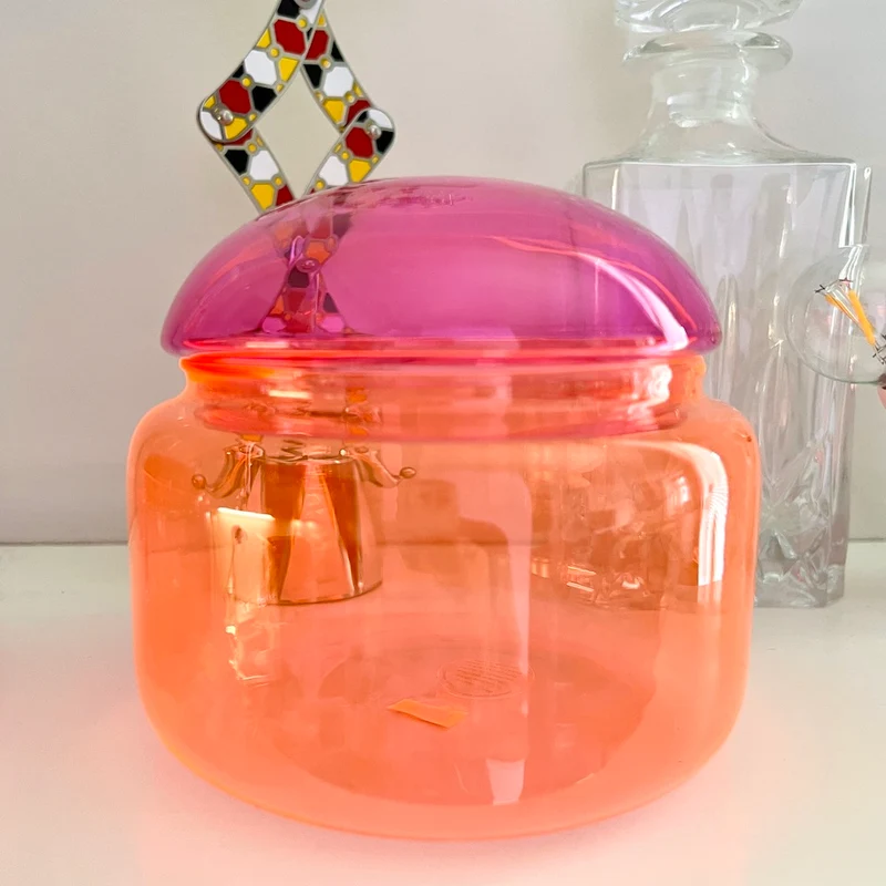 Glasdose VOILE pink-orange ø14x12cm
