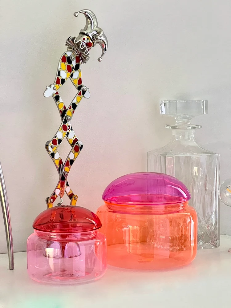 Glasdose VOILE pink-orange ø14x12cm