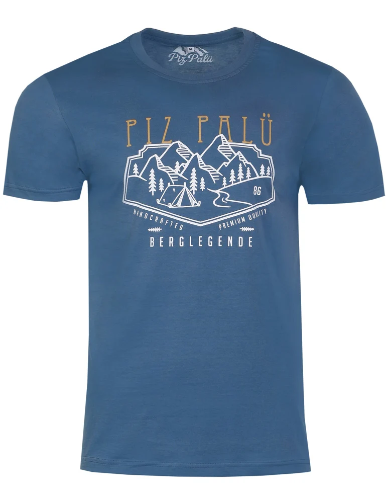 Piz Palü Herren Kurzarm Shirt "Unterwässen" mit Printmotiv | Schieferblau