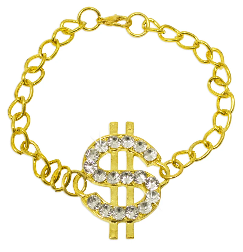 Armband mit Dollar Zeichen und Strass - Gold