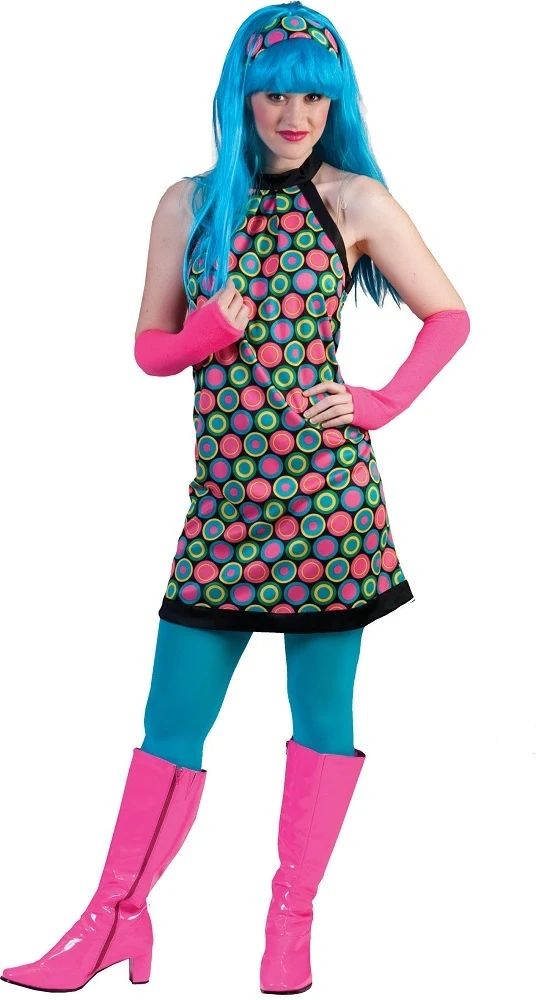 Polka Dot Kleid für Damen - Blau | 60er 70er Jahre Retro Kostüm