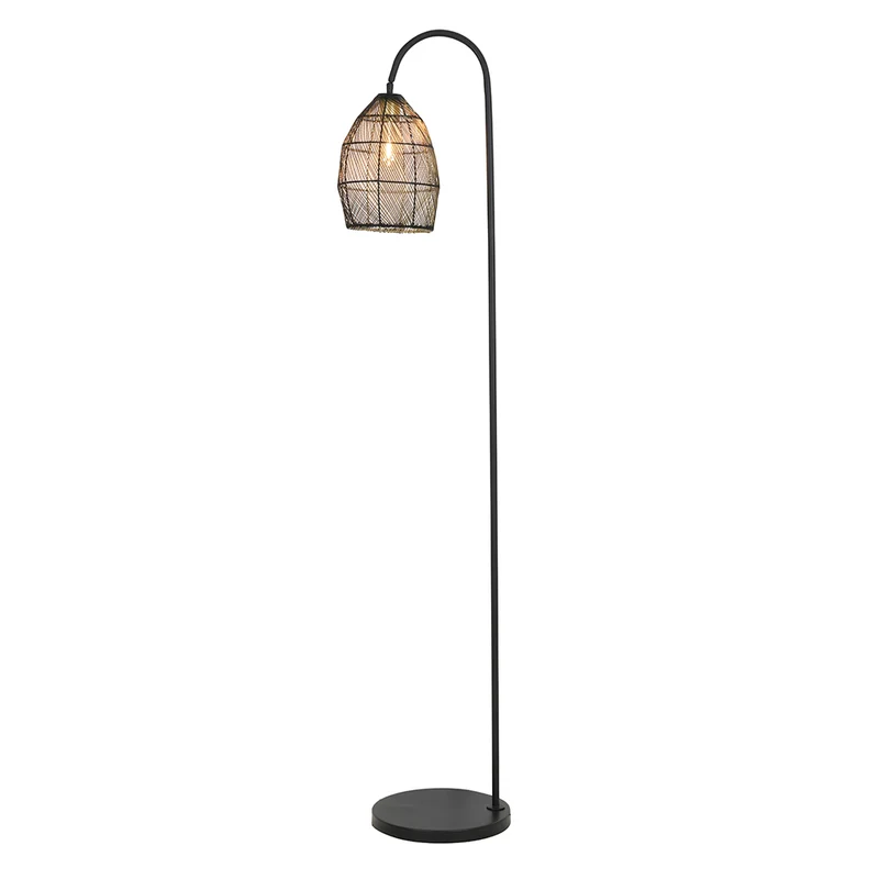Stehleuchte MEYA, matt schwarz & gold H172 cm