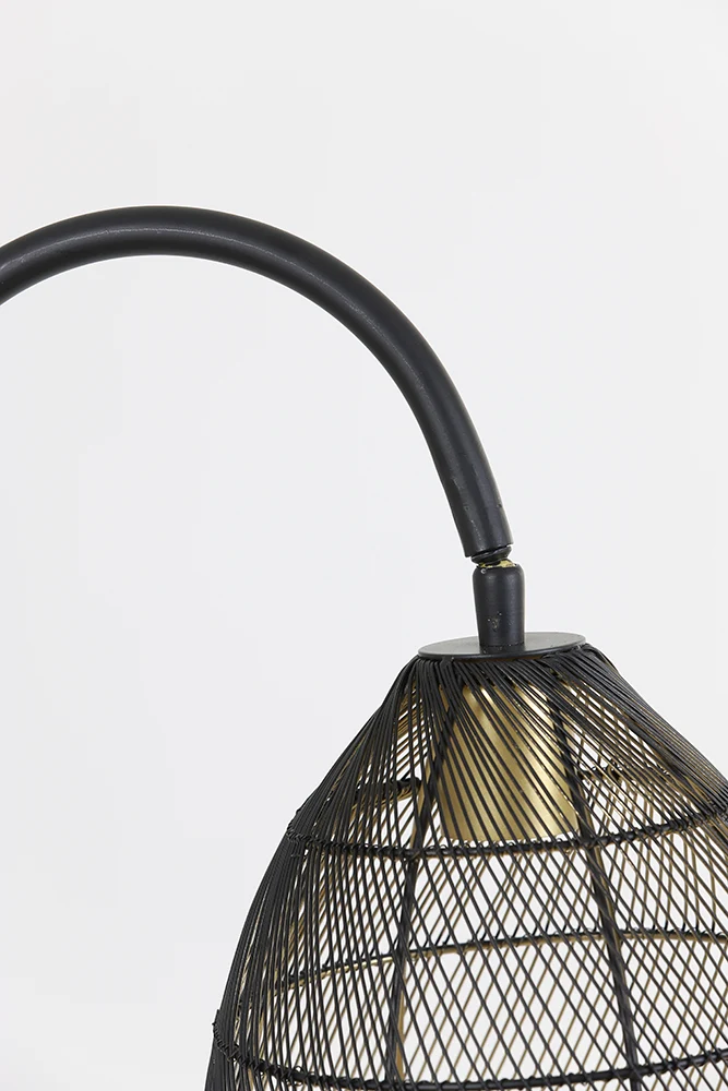 Stehleuchte MEYA, matt schwarz & gold H172 cm