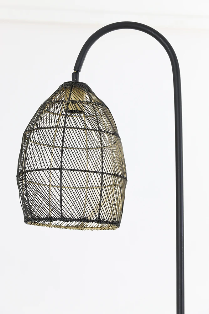 Stehleuchte MEYA, matt schwarz & gold H172 cm