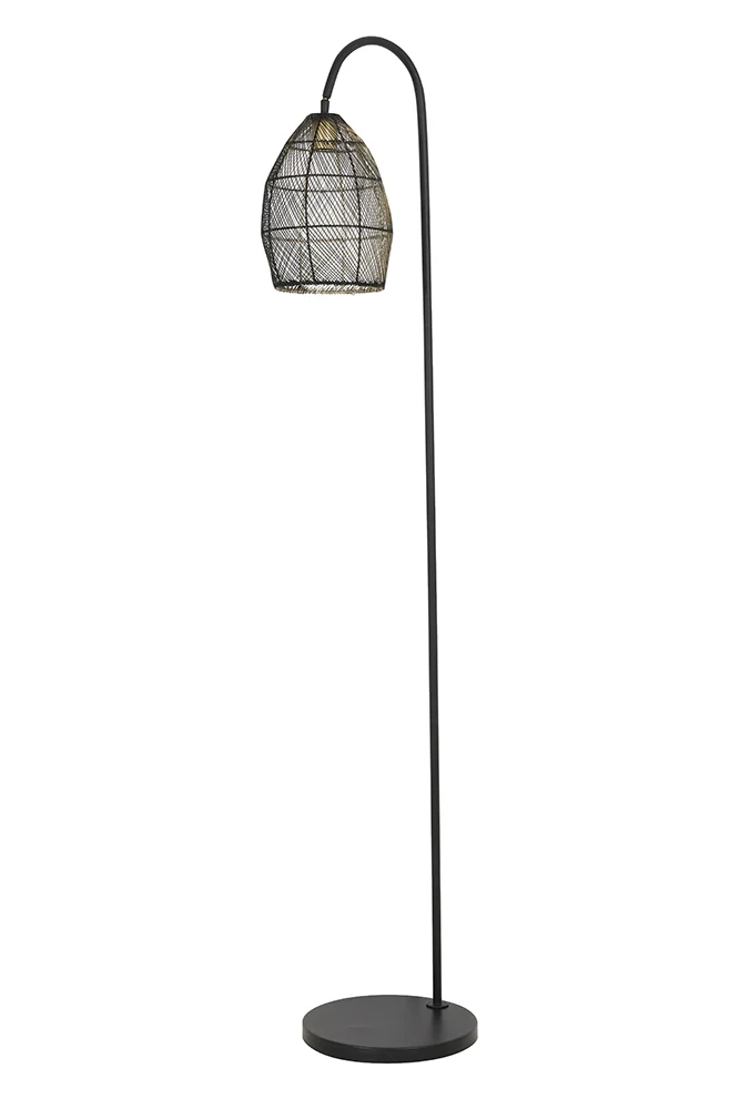 Stehleuchte MEYA, matt schwarz & gold H172 cm