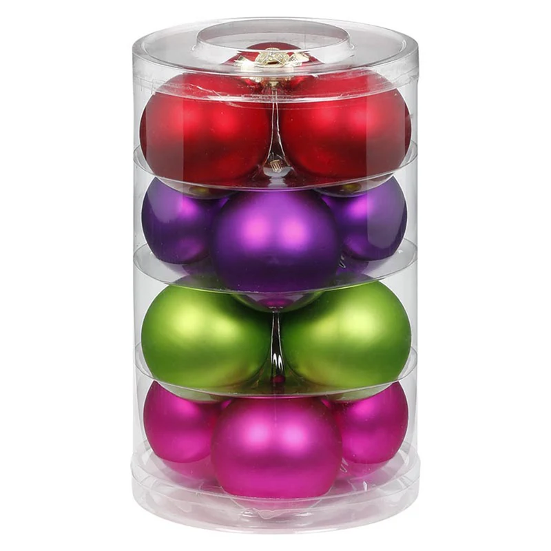 Weihnachtskugeln Happy Xmas | Ø 6 cm | 12 Stück | Glas | Bunte Mini-Kugeln