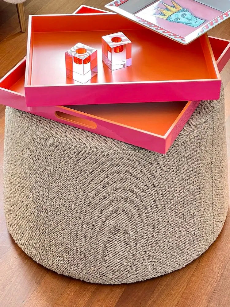 Sitzpouf LAURYN bouclé sandfarben Ø59x38 cm
