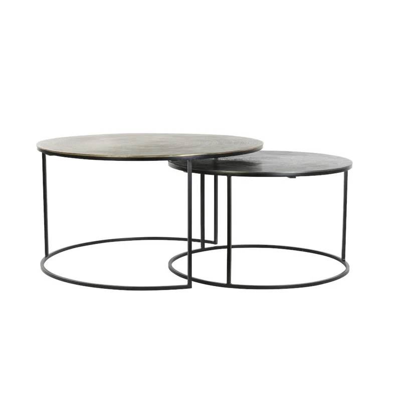 Couchtisch-Set PRIMO, Bronze + Schwarz Ø61x37+Ø76x41 cm