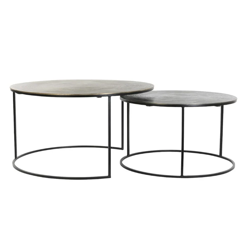 Couchtisch-Set PRIMO, Bronze + Schwarz Ø61x37+Ø76x41 cm