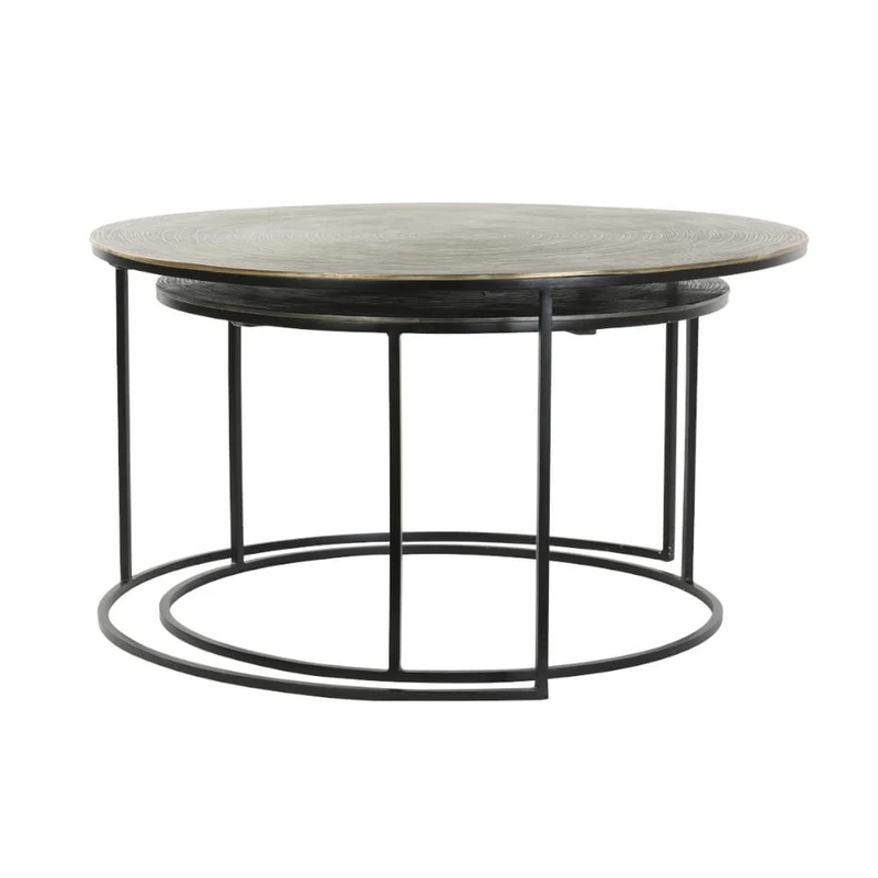 Couchtisch-Set PRIMO, Bronze + Schwarz Ø61x37+Ø76x41 cm