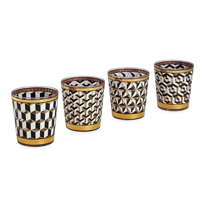 Trinkgläser VERSAILLES 4er-Set weiß, schwarz, gold