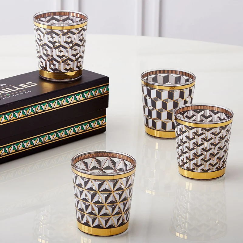 Trinkgläser VERSAILLES 4er-Set weiß, schwarz, gold