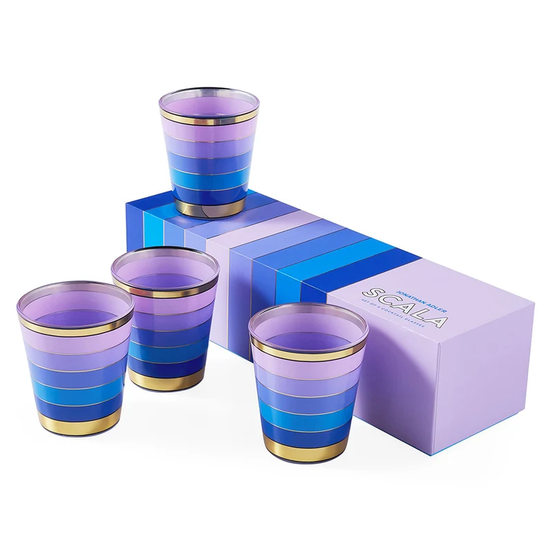 Trinkgläser SCALA 4er-Set blau, lila, gold