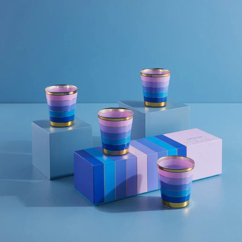Trinkgläser SCALA 4er-Set blau, lila, gold